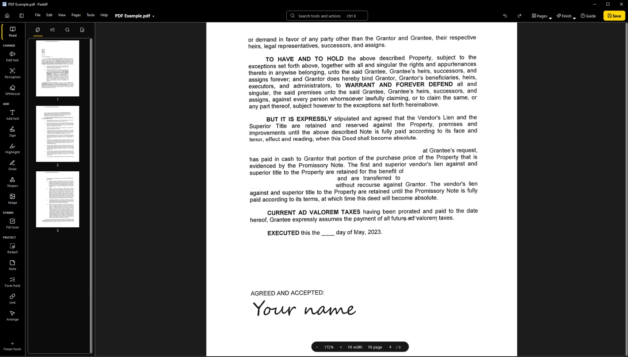 Padeff: Mark up and protect documents