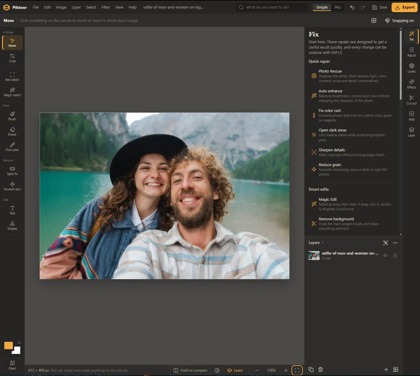 Piktoor: Guided photo fixes and edits