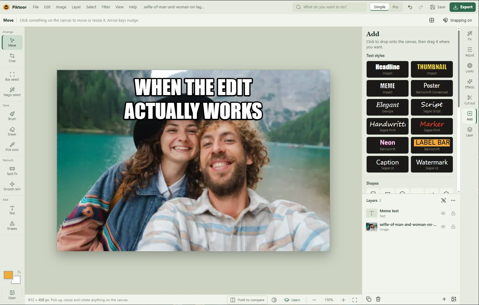Piktoor: Quick creative layouts and text